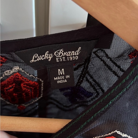 Lucky brand black embroidered sheer top - Picture 2 of 5